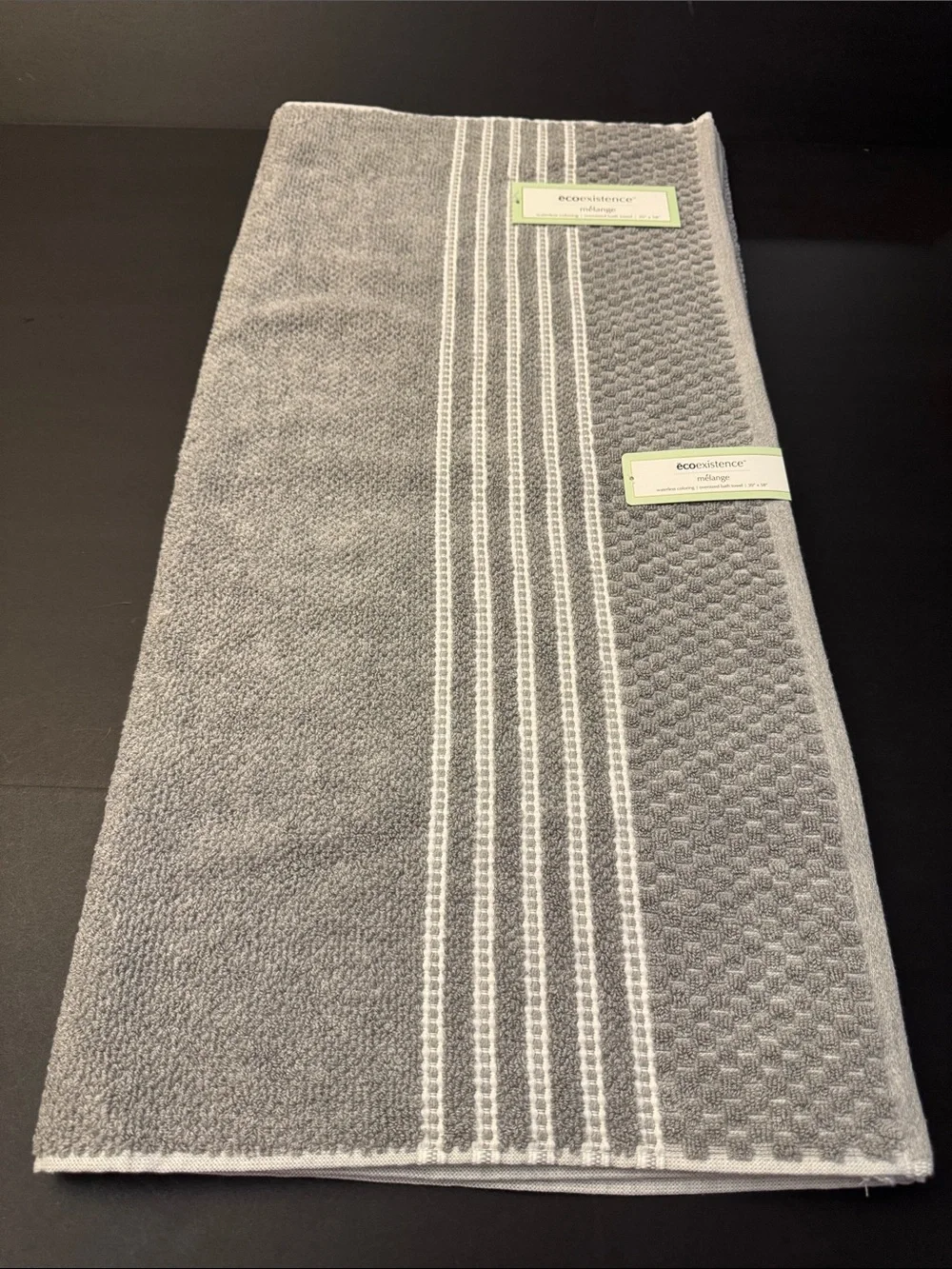 4pc Ecoexistence Melange Gray Waffle Weave Bath Towel Set - Waterless Coloring